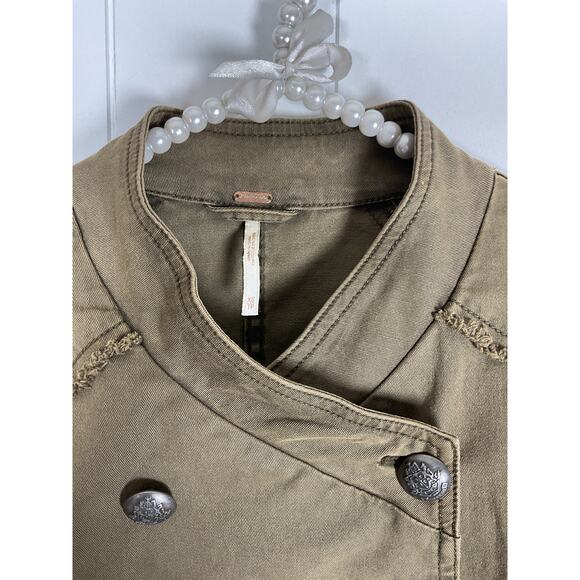 Free People Women's Olive Peplum Military Style Jacket Size XS‎ - Picture 7 of 9